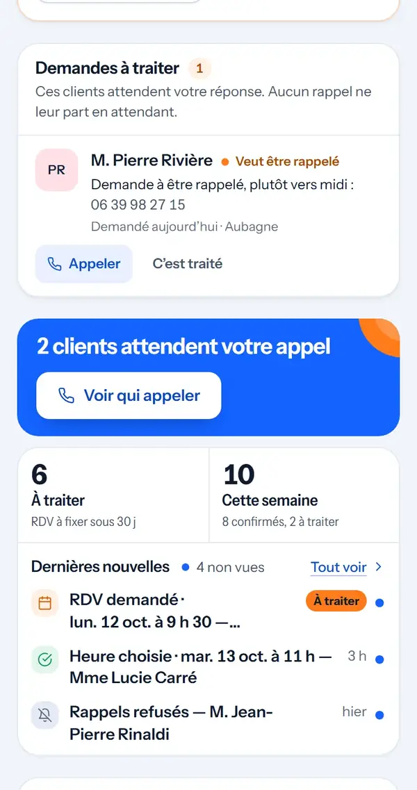 Après le geste : la demande de Mme Martin a quitté la liste « À confirmer ».